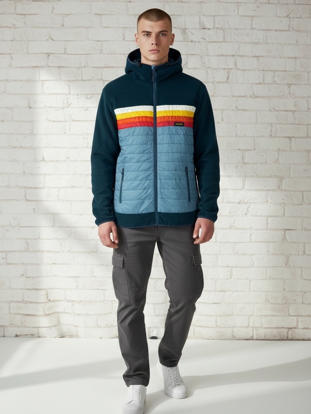 Yo Colorado Mens Hooded Fleece and Nylon Jacket Size Small